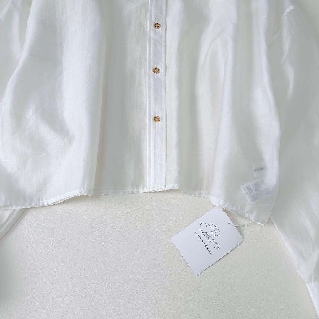 新品未使用　La boutique BonBonシアークロップドシャツ　ゆったり