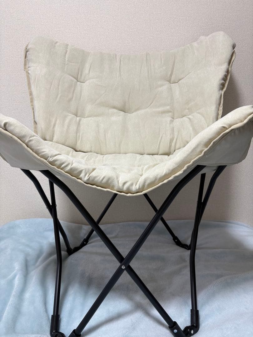 【美品】ニトリ 洗える&撥水 バタフライ折りたたみクッションチェア 2脚セット