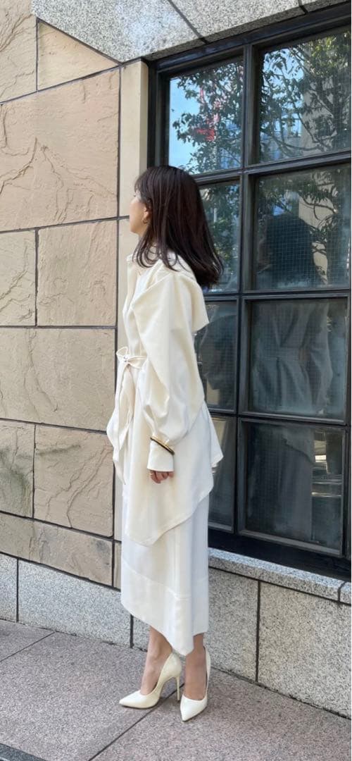 ワンピース CISLYS Tuck sleeve asymmetry shirt dress