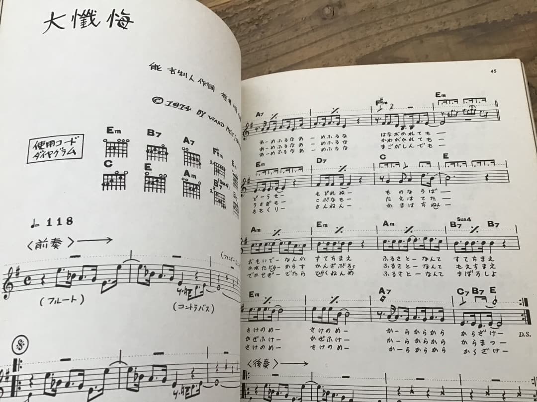 ★楽譜/野坂昭如/不浄理を唄う/分裂唄草紙/不浄理の唄/ギター