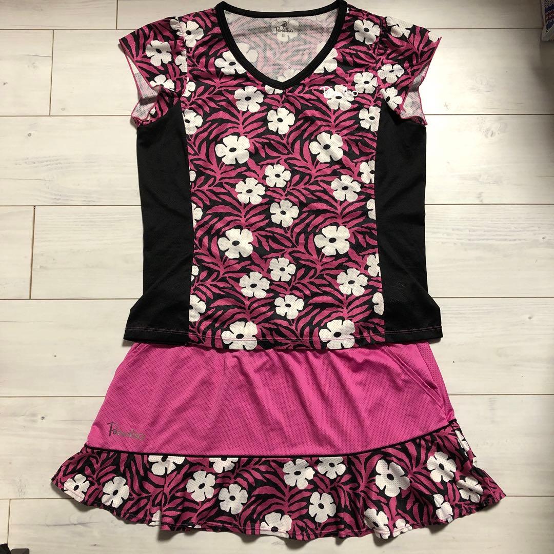 ◆ paradizパラディーゾ　レディーステニスウェア　セットアップ　ピンク花柄