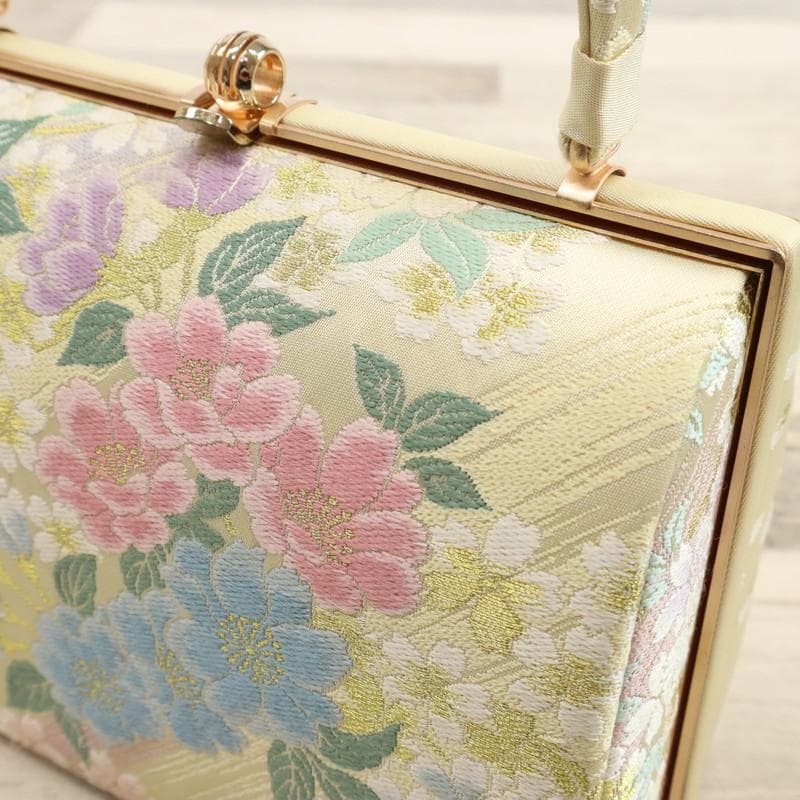 《和装バッグ◆咲き誇る花の唐織　カラフル　イエロー　礼装用　訪問着に♪Z3-4》