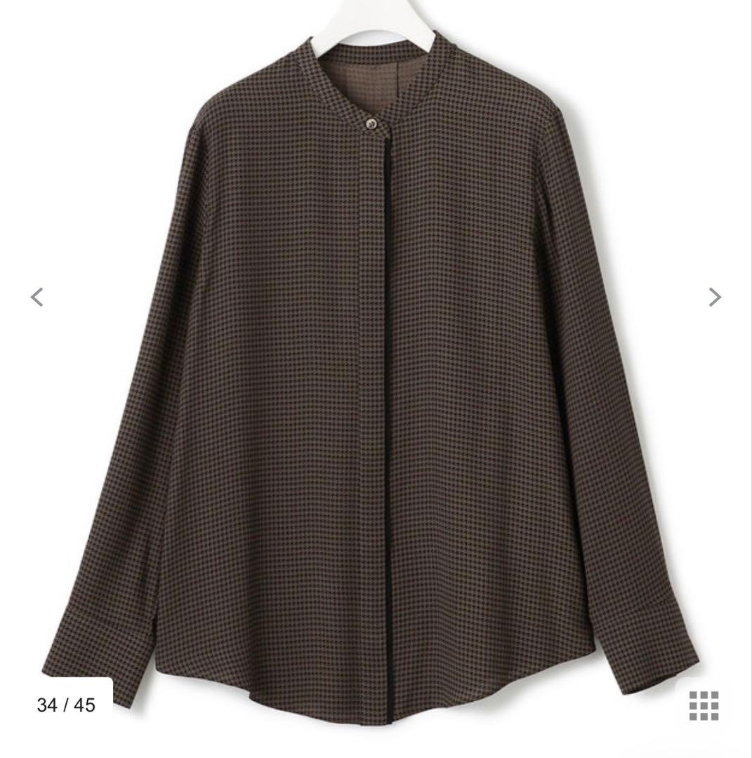 icb Back Satin Amunsen バンドカラーシャツ　コーヒーベース
