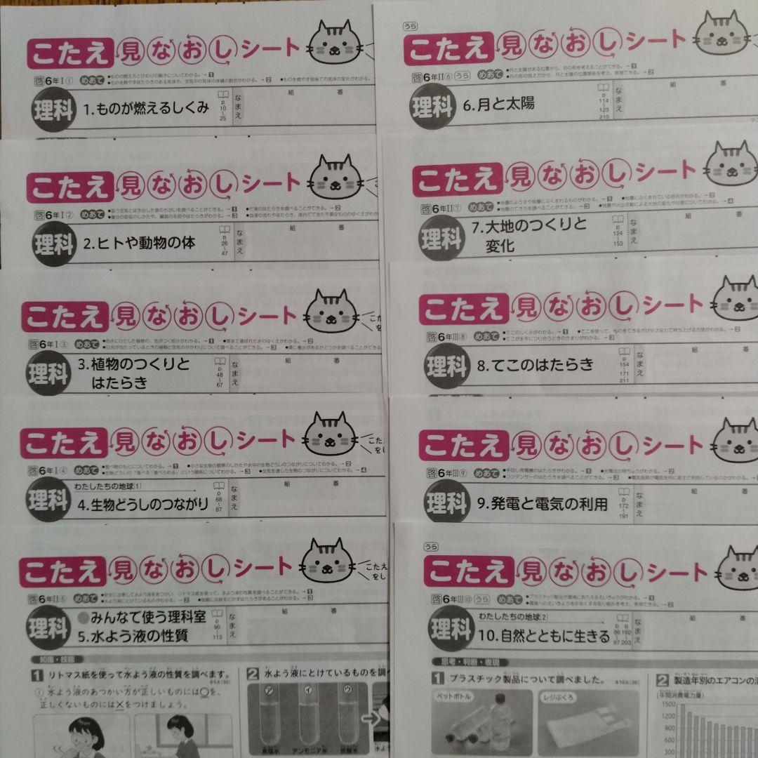 小6　理科　令和7年度　カラーテスト見なおしシート　啓林館　明治図書