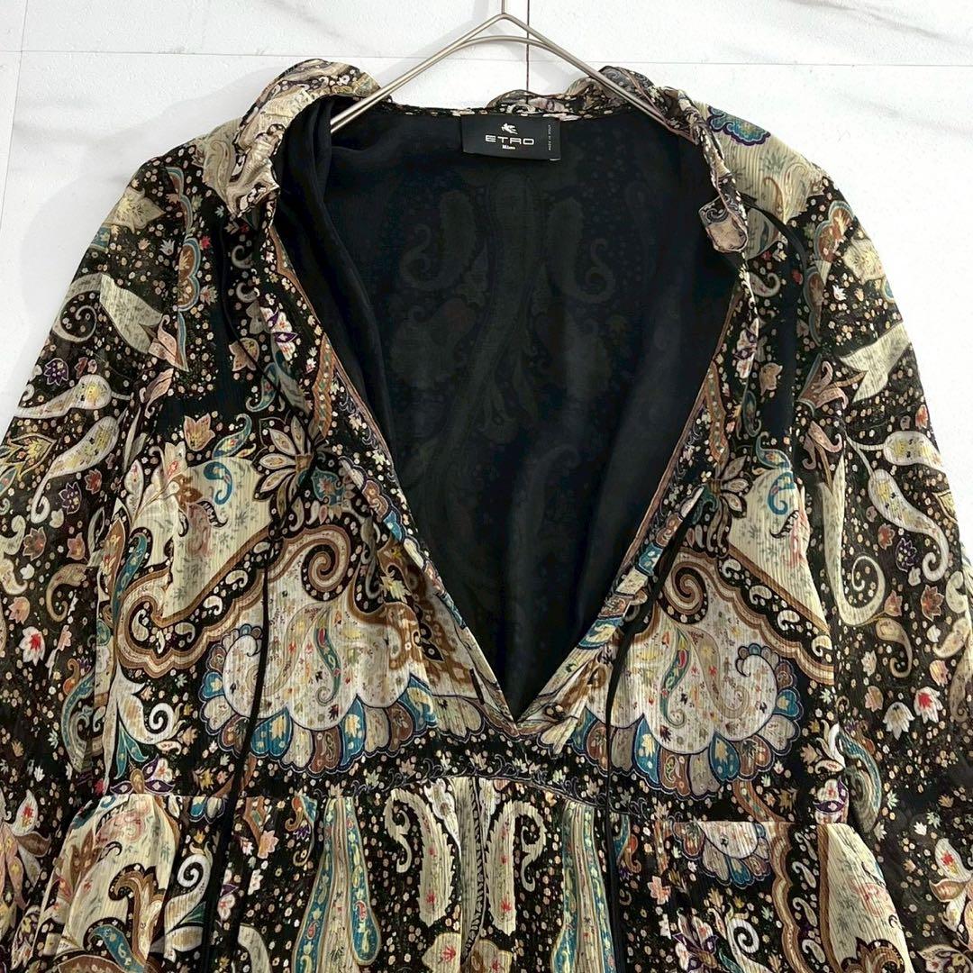極美品✨ETROエトロ2020コレクション シルク100% マキシ丈ワンピース