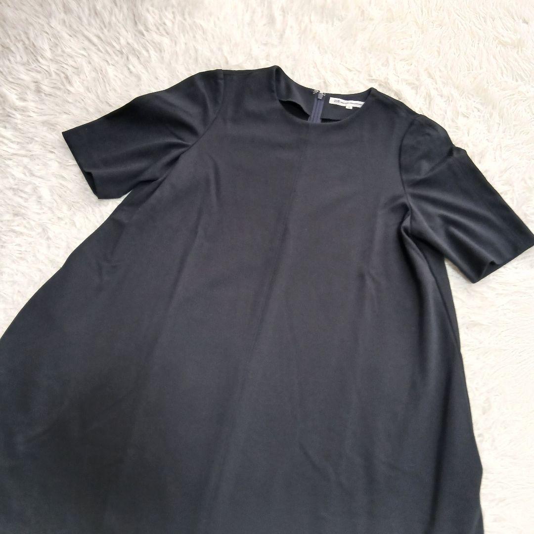 【極美品】【23区】ジャージーAラインワンピース ネイビー