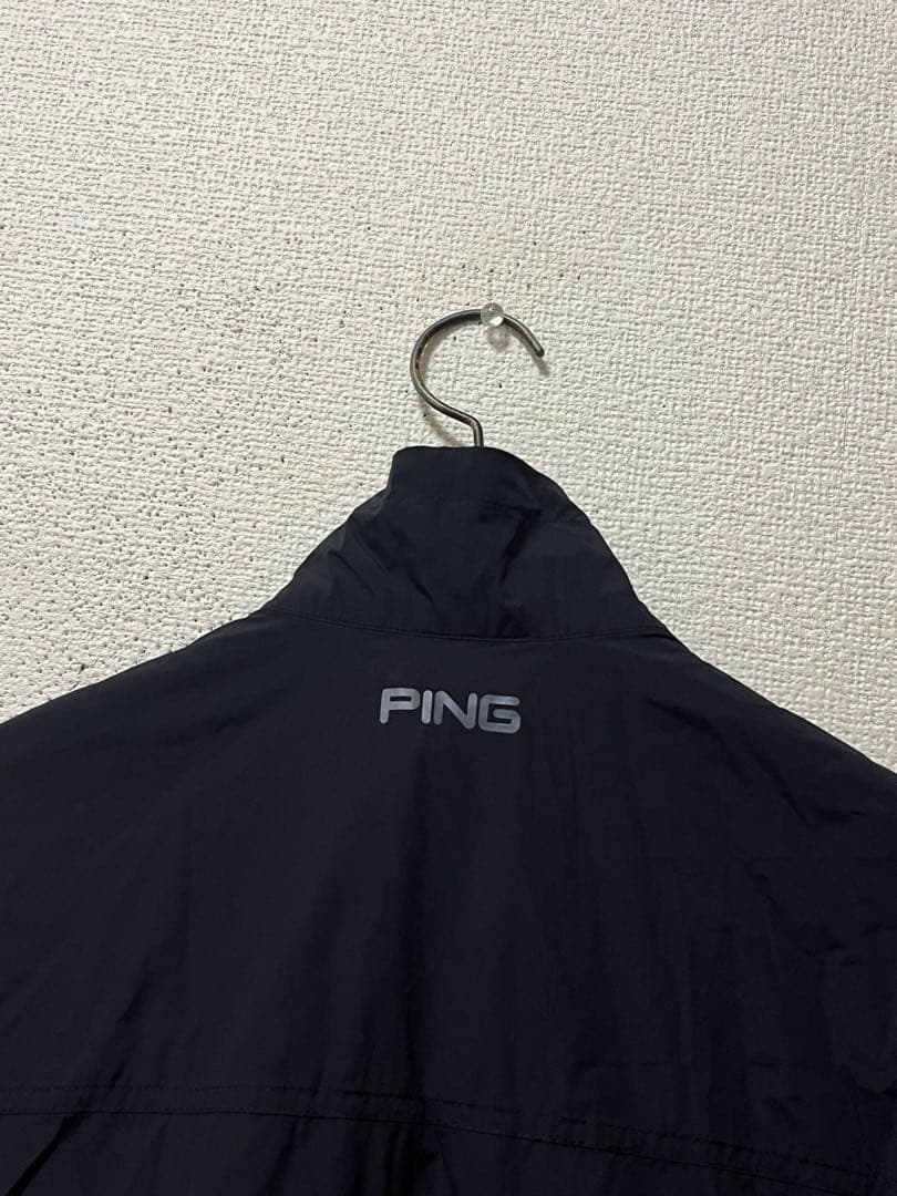 ピン　ナイロンベスト　/L　ブラック　ストレッチ　ゴルフ　ロゴプリント　PING