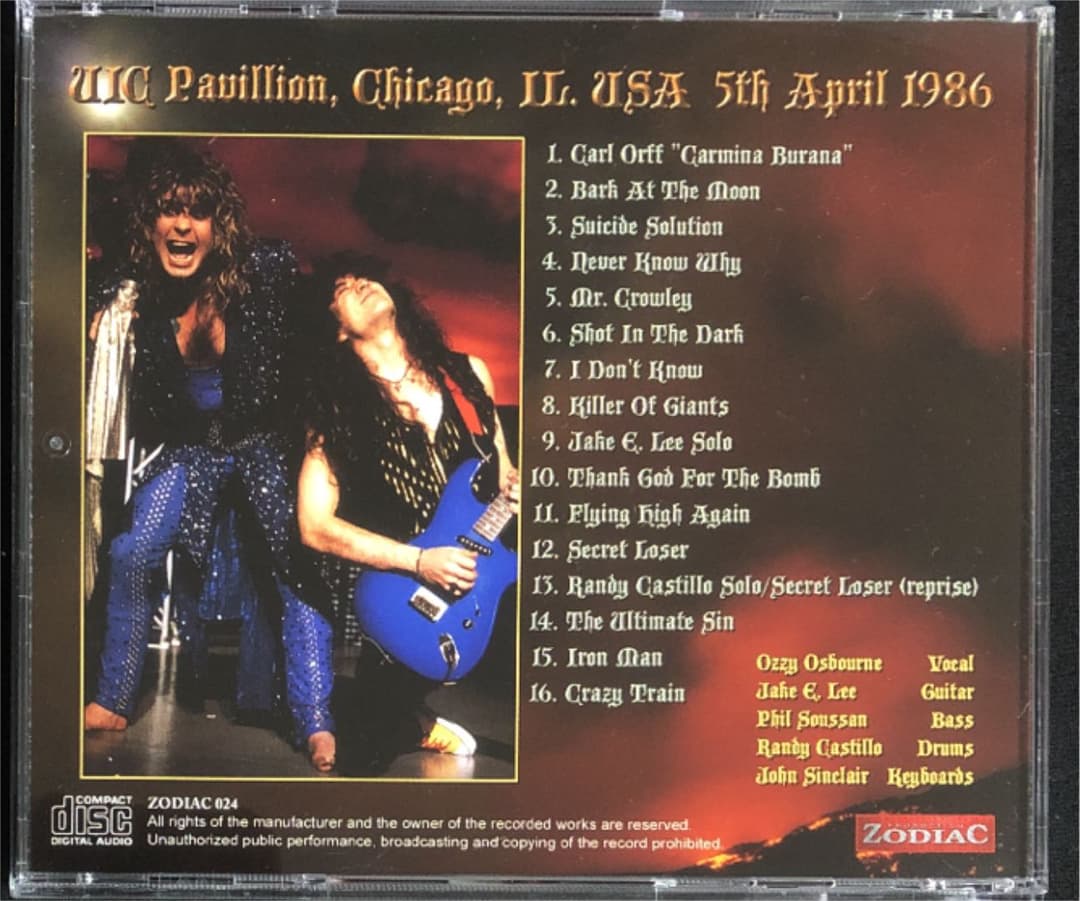 CD＋CDR＋2CDR！OZZY OSBOURNE/ Chicago 1986