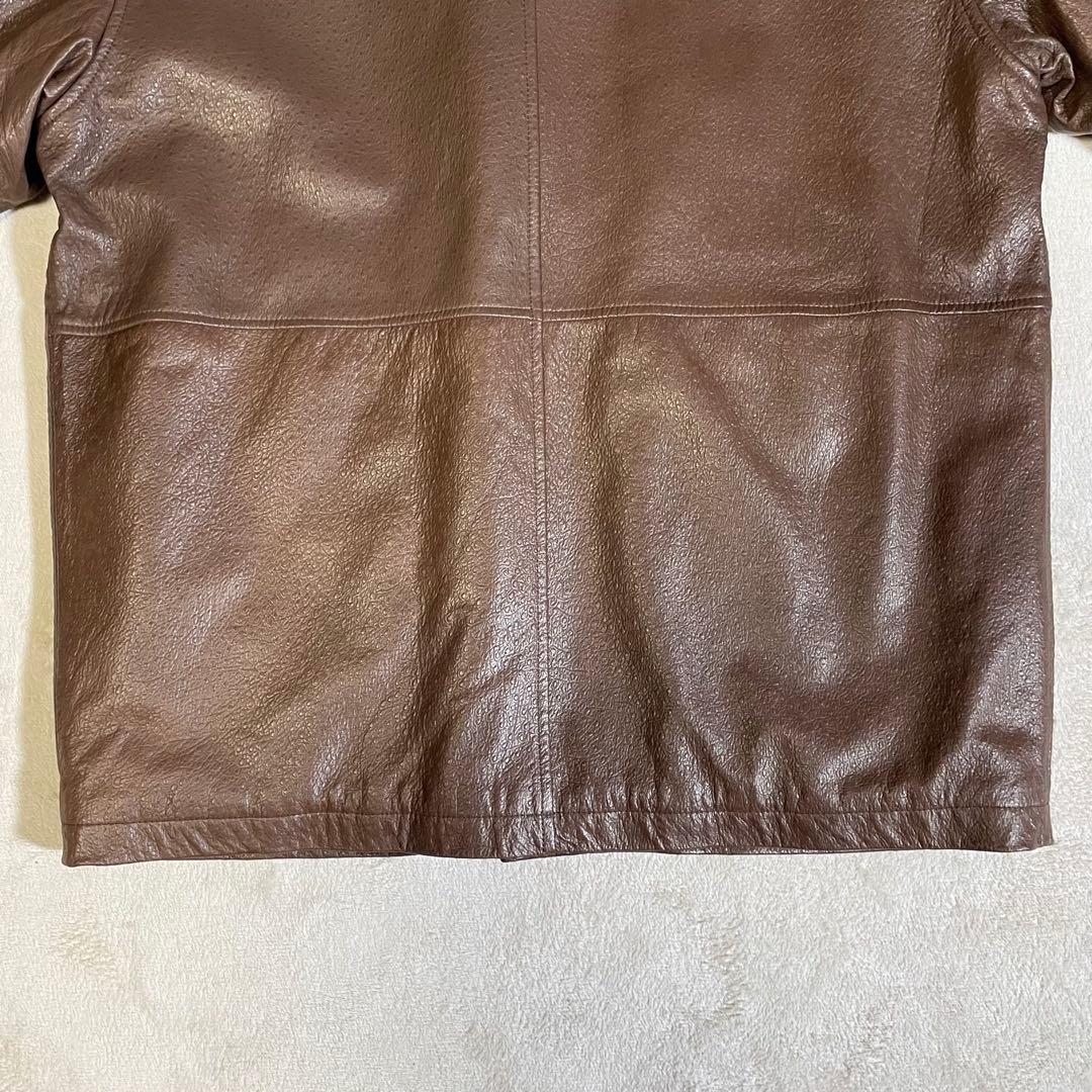 ヴィンテージ　ランバン　レザージャケット　オーストリッチ型押し　50 XL 茶色