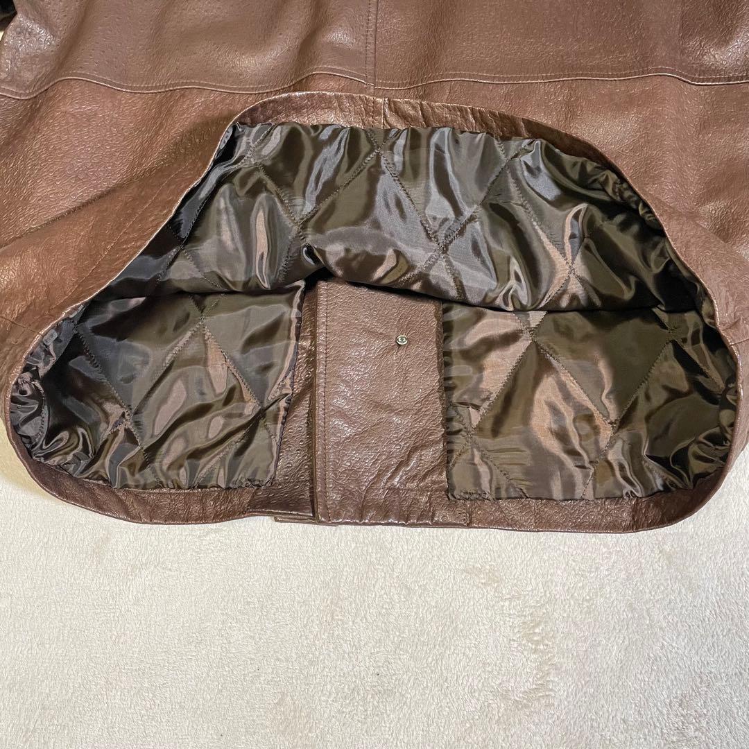ヴィンテージ　ランバン　レザージャケット　オーストリッチ型押し　50 XL 茶色