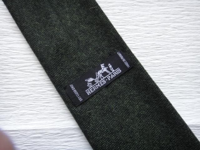 【美品】HERMES エルメス ネクタイ カシミヤ100％ グリーン