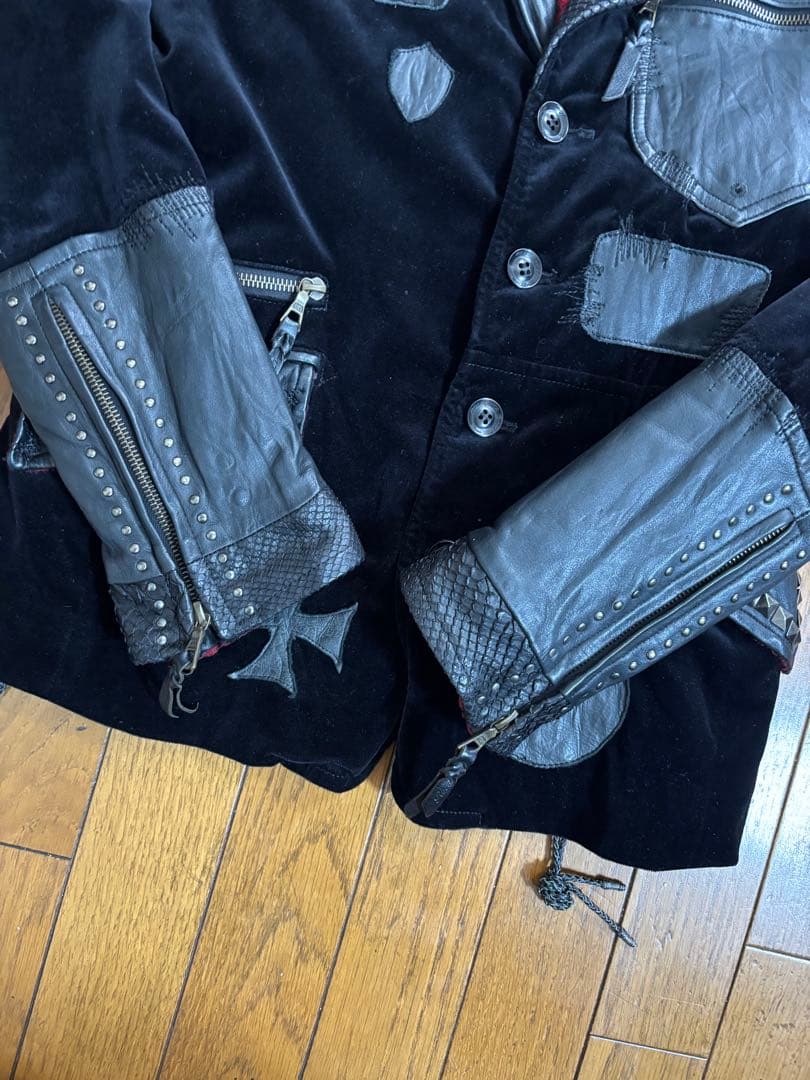 ロエン 別珍×本革×蛇革パッチワークジャケット　日本製　レア　ベルベット