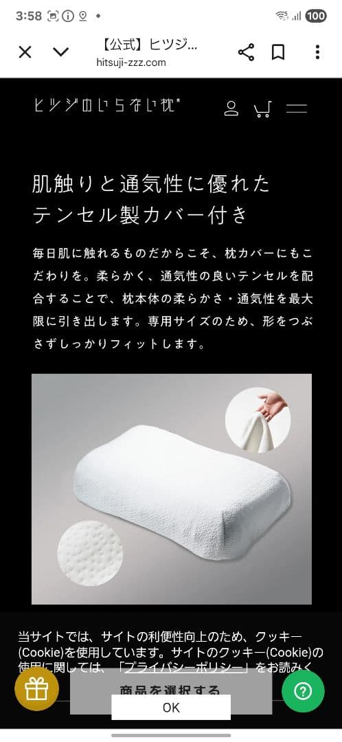 ヒツジのいらない枕　調律　カバー付き