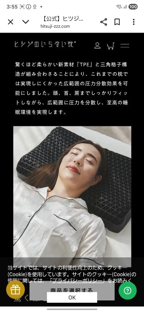 ヒツジのいらない枕　調律　カバー付き