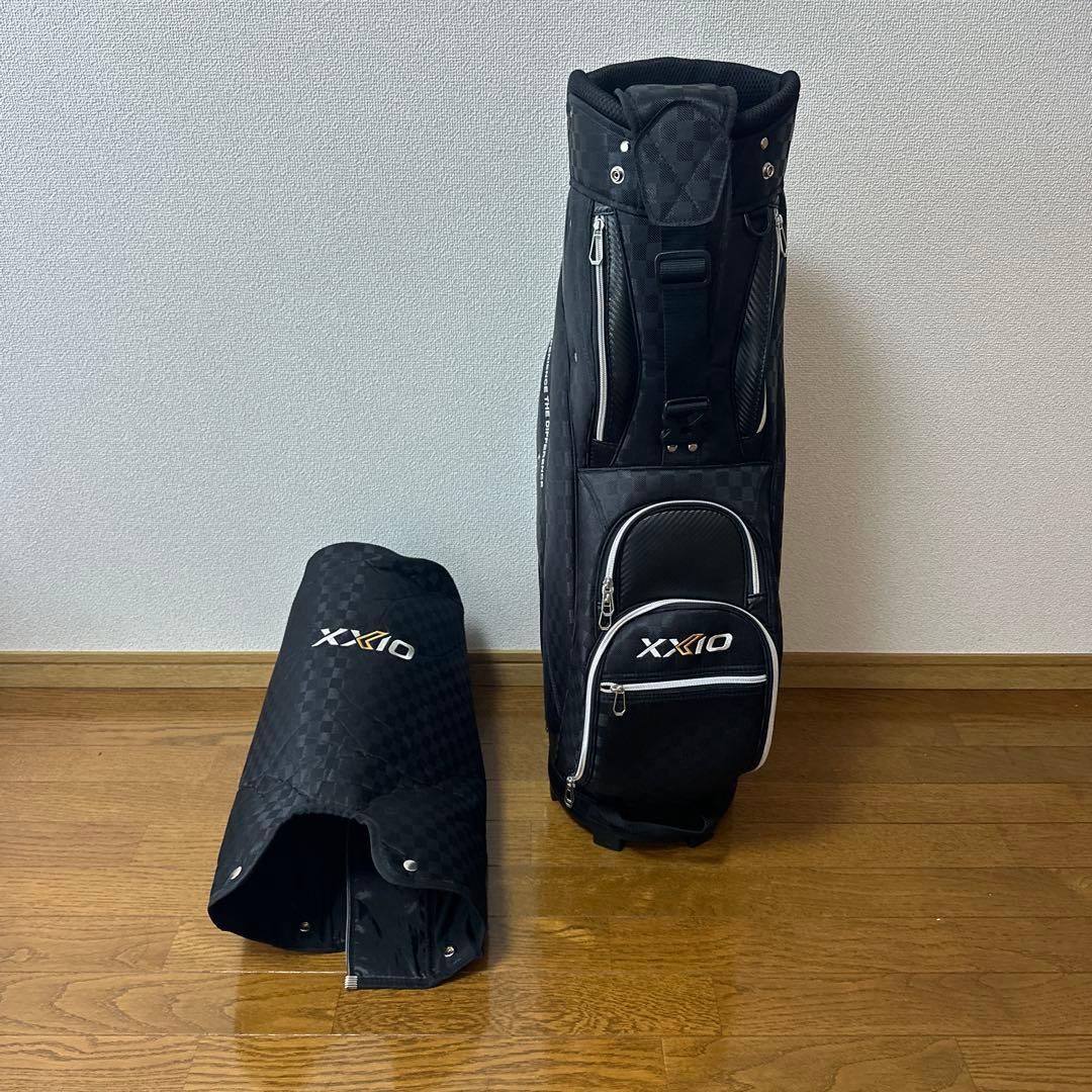 XXIO キャディバッグ チェック柄ブラック ゴルフバッグ　DUNLOP