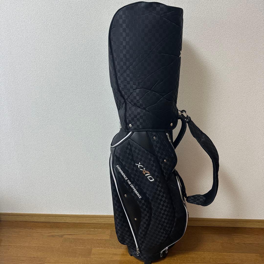 XXIO キャディバッグ チェック柄ブラック ゴルフバッグ　DUNLOP
