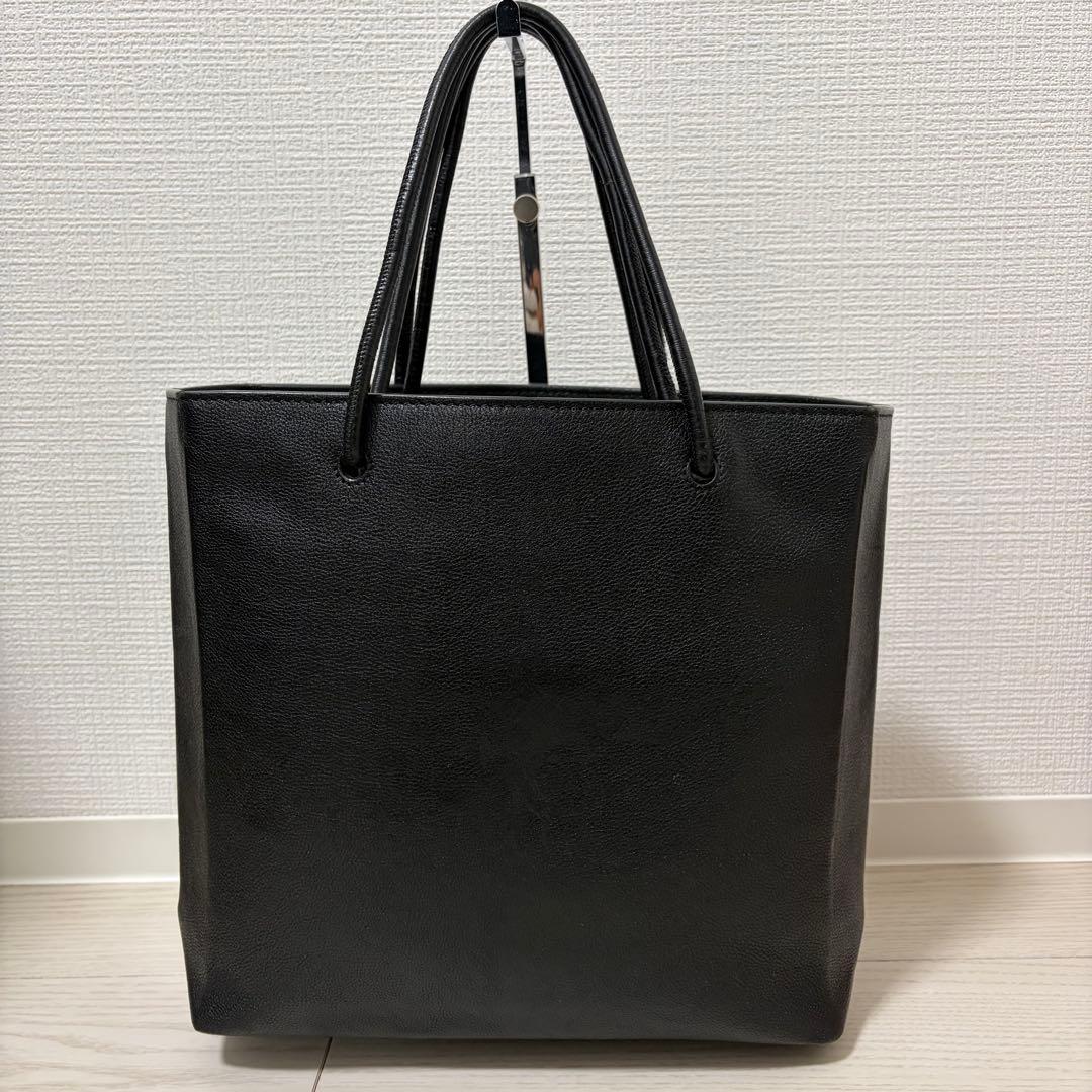 美品 バレンシアガ ショッピング トートバッグ ロゴ レザー ブラック