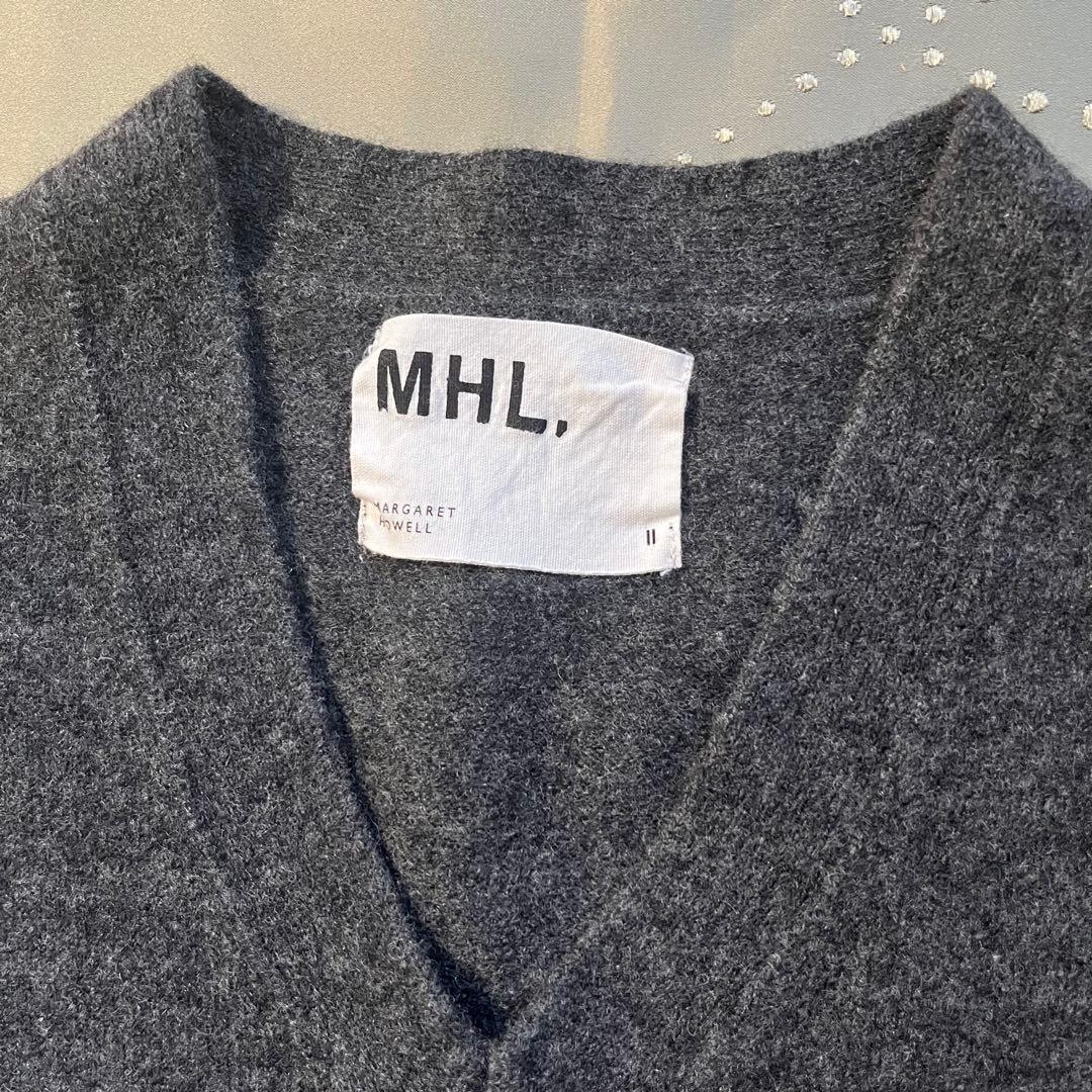 古着 MHL. マーガレットハウエル ウール 肉厚 ベスト グレー Vネック