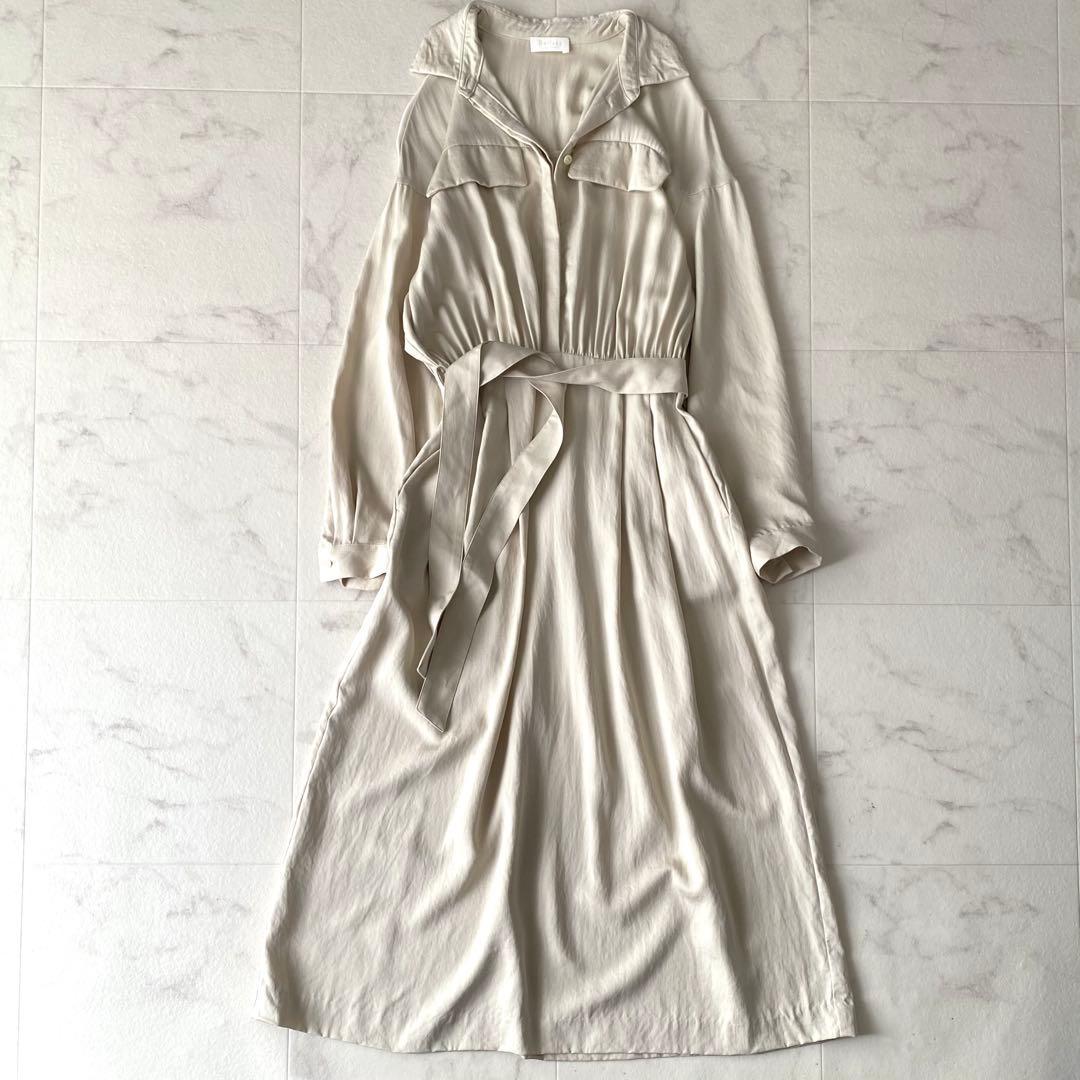 美品.定価3.5万☆ボールジィ 洗える シャツワンピース とろみ ゆったり 36
