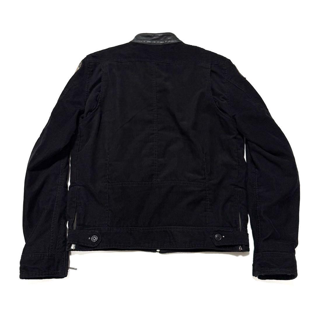 【美品】 DIESEL コーデュロイ × 本革 レザー 切替ジャケット 黒 M