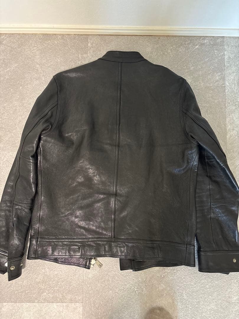 【美品】レザーシングルライダースジャケット　ラムレザー　黒　Mサイズ