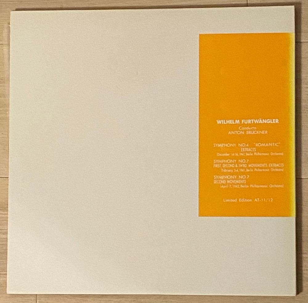 フルトヴェングラー/ブルックナー 4番, 7番 AT11-12 超レア(私家盤)