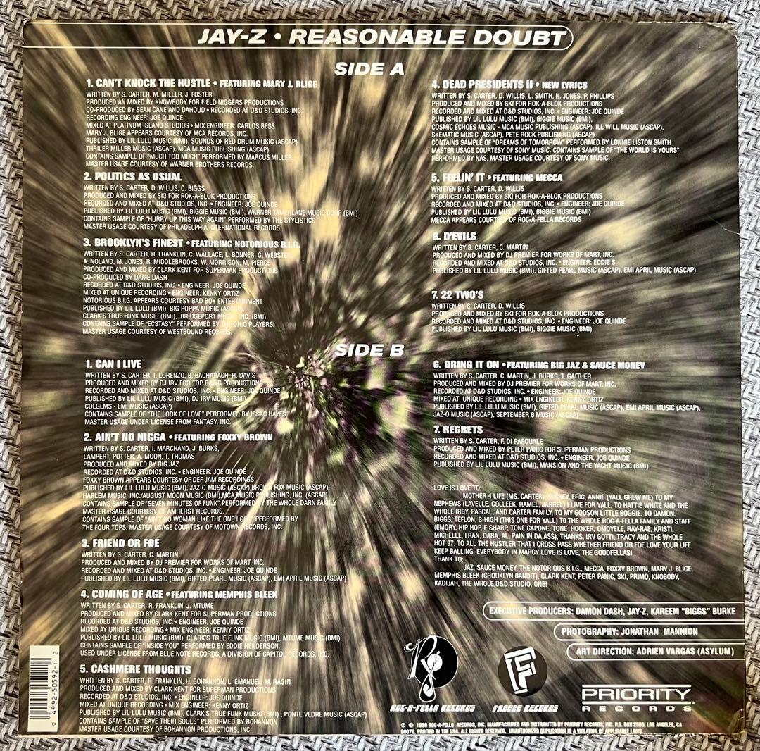 洋楽 REASONABLE DOUBT LP - Jay-Z