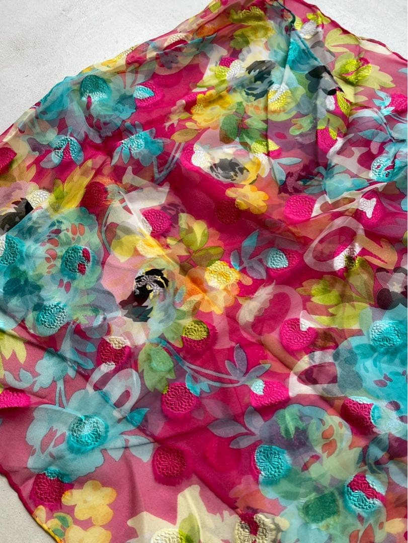【新品未使用】ChristianDior 花柄シルク　ストール186✖️42センチ