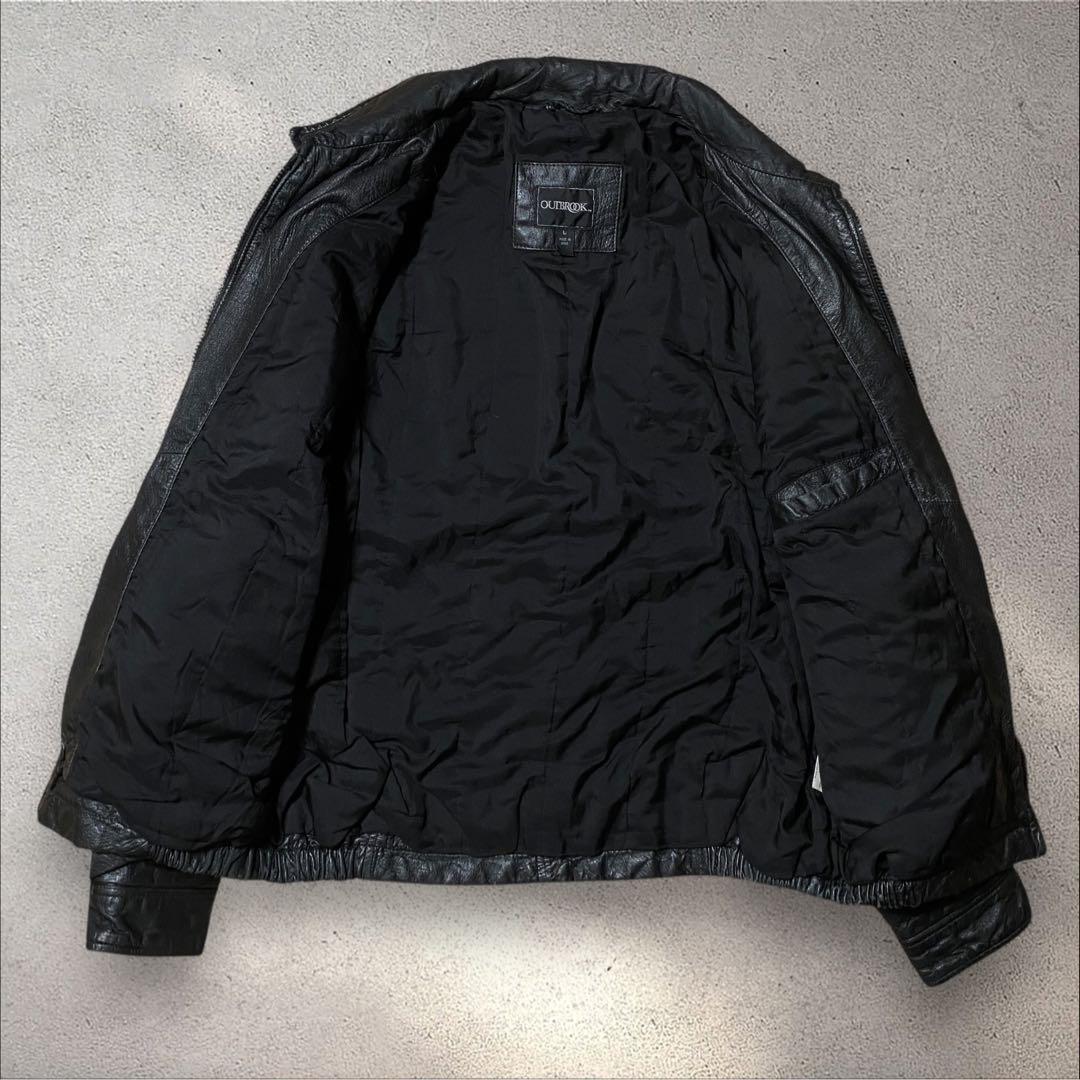 shinya本革ボンバージャケットブラックLサイズA2アウトブルック短丈ジ