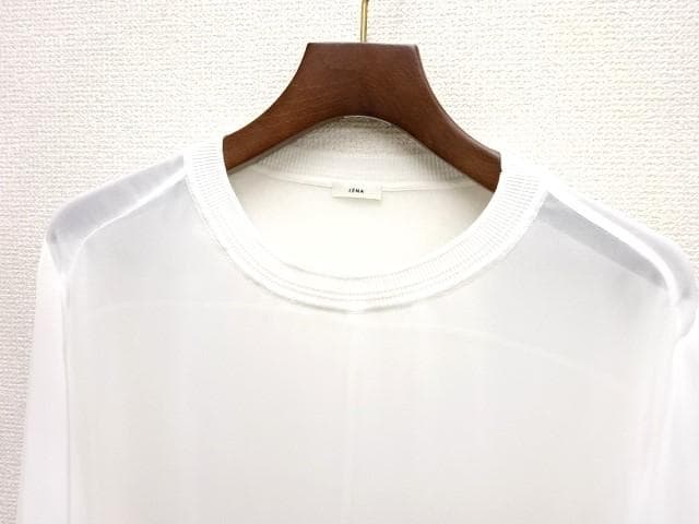 新品タグ付き　IENA　シアーシフォン リブネックブラウス　白　25SS