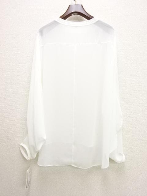 新品タグ付き　IENA　シアーシフォン リブネックブラウス　白　25SS