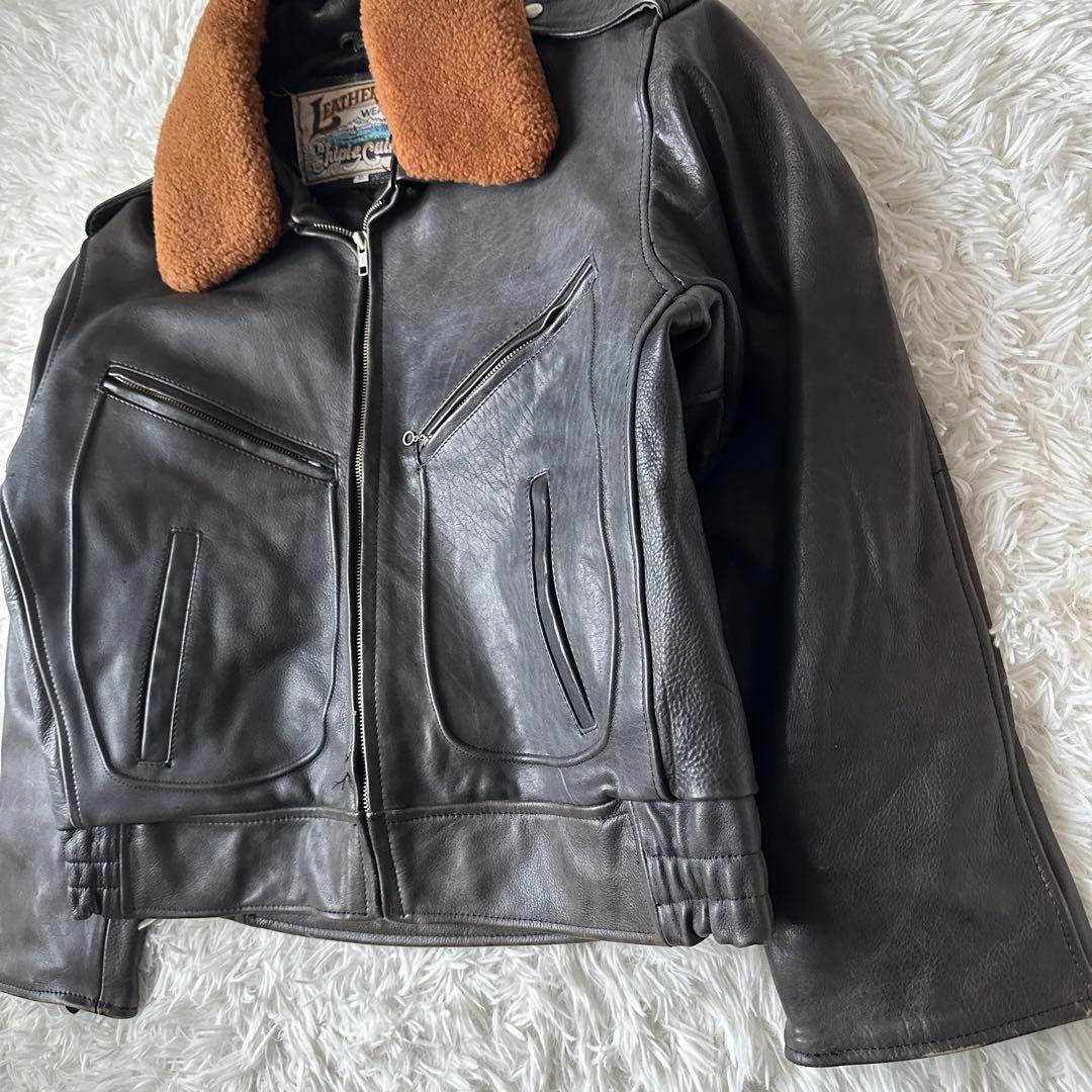 Shingle Creek レザージャケット ボア襟 XL 黒 エポレット 本革