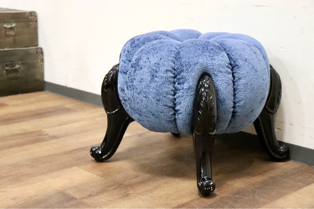 GMHH489B○パンプキンスツール アンティーク調 猫脚 ファブリック オッ