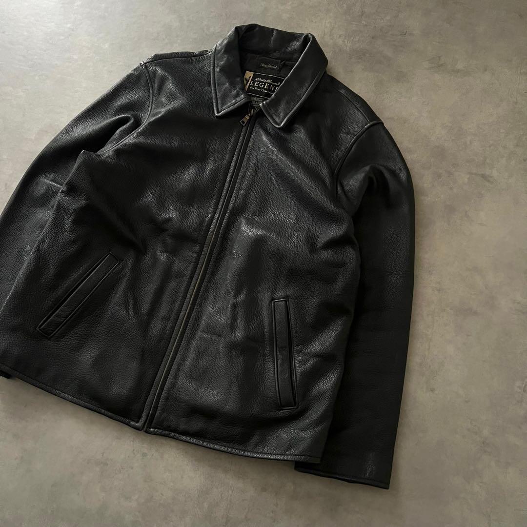 Eddie Bauer エディーバウアー レザー シングル ジャケット ブラック