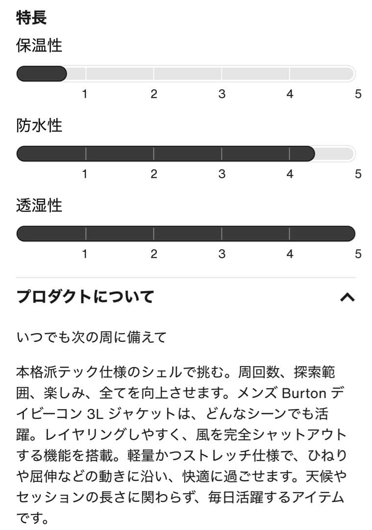 メンズ Burton デイビーコン 3L ジャケット
