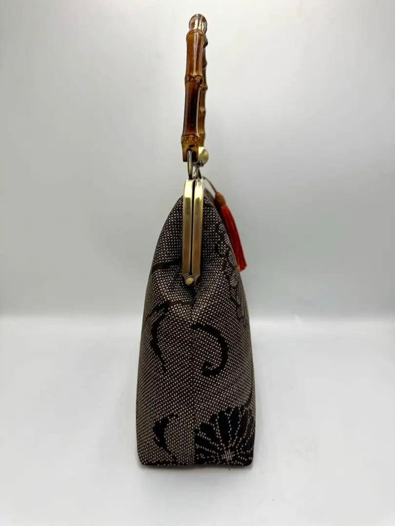 【ハンドメイド】 大島紬 着物リメイク　ハンド バッグ #484