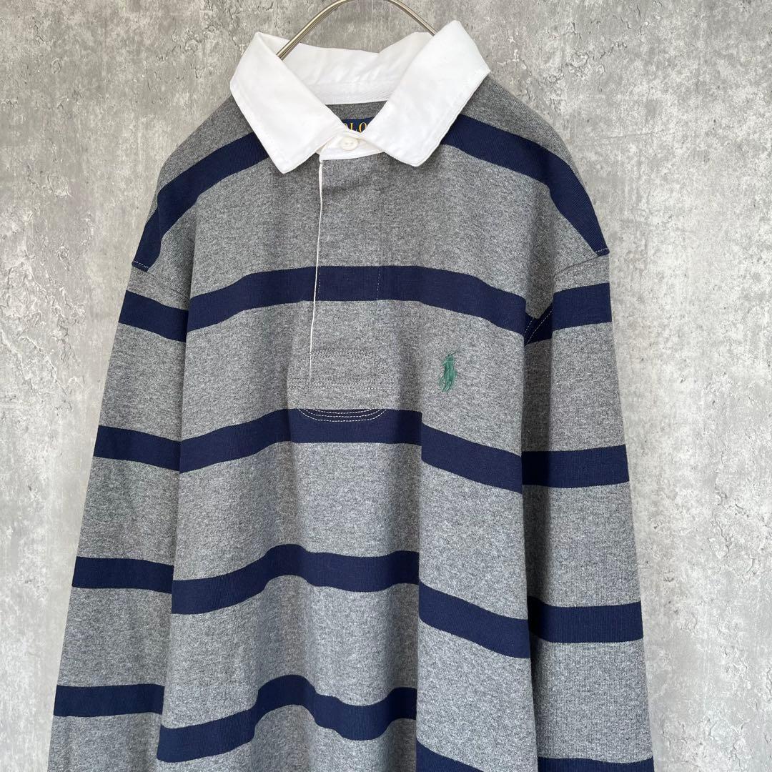 【美品】ポロ ラルフローレン 長袖 ラガーシャツ ボーダー メンズ 古着