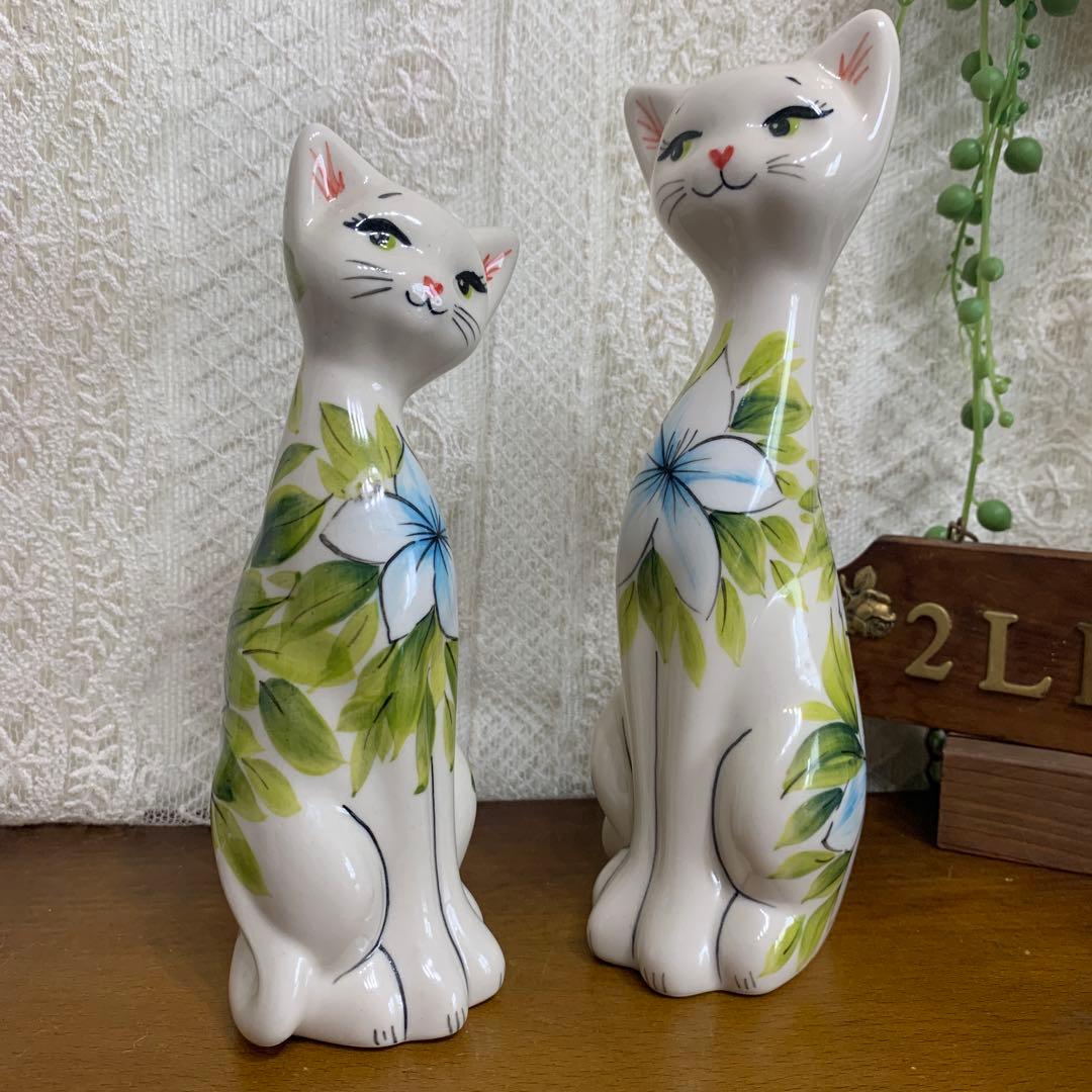 ☆ツェラミカ☆ハンドメイド☆陶器☆猫大サイズ☆2体セット