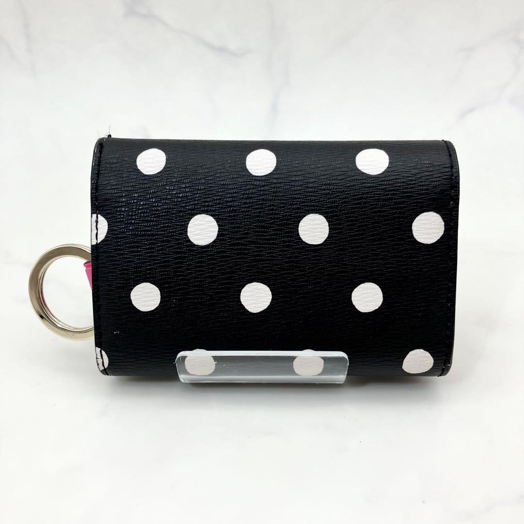 62【極美品/現行】kate spade 6連キーケース p本革ブラック 水玉