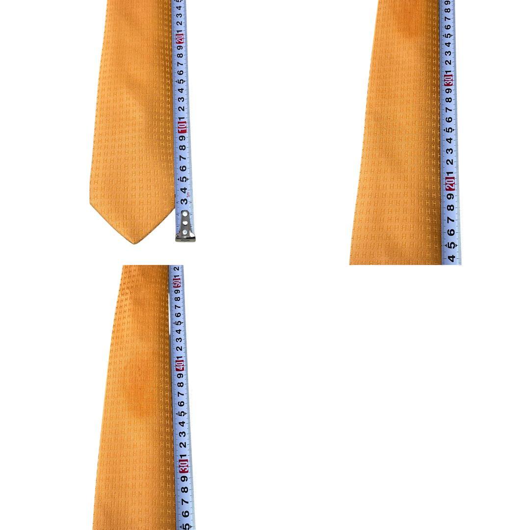 HERMES エルメス ネクタイ ファソネ オレンジ H柄 H織 ジャガード