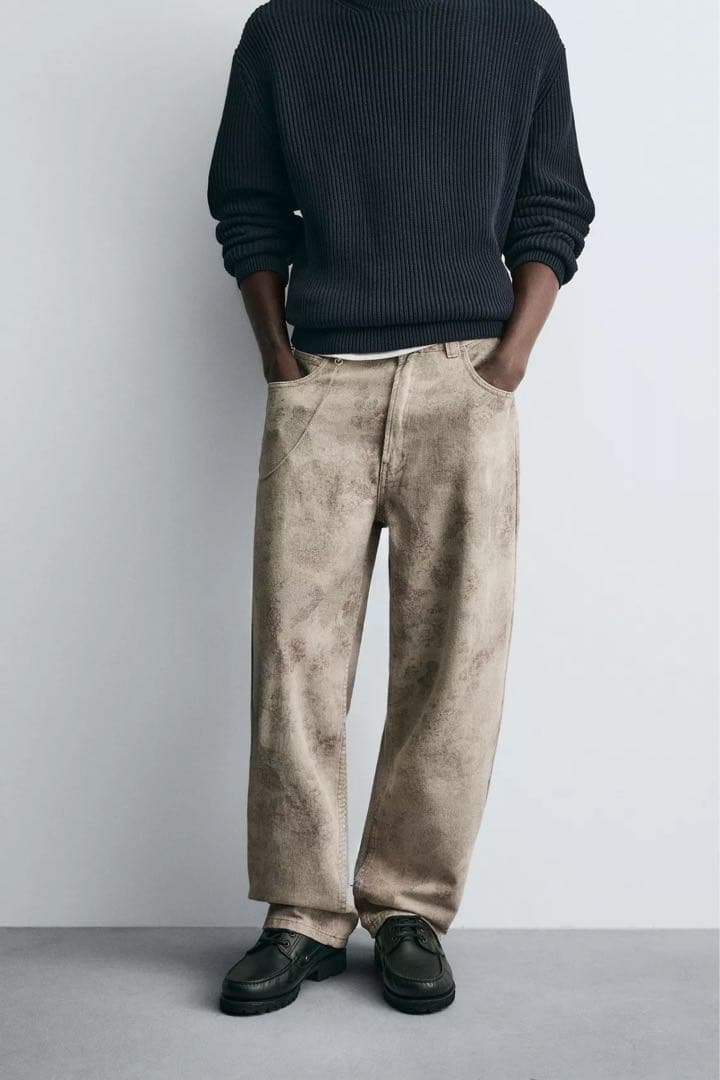 ZARA ザラ バルーンフィットアブストラクトプリントパンツ EU36 jp29