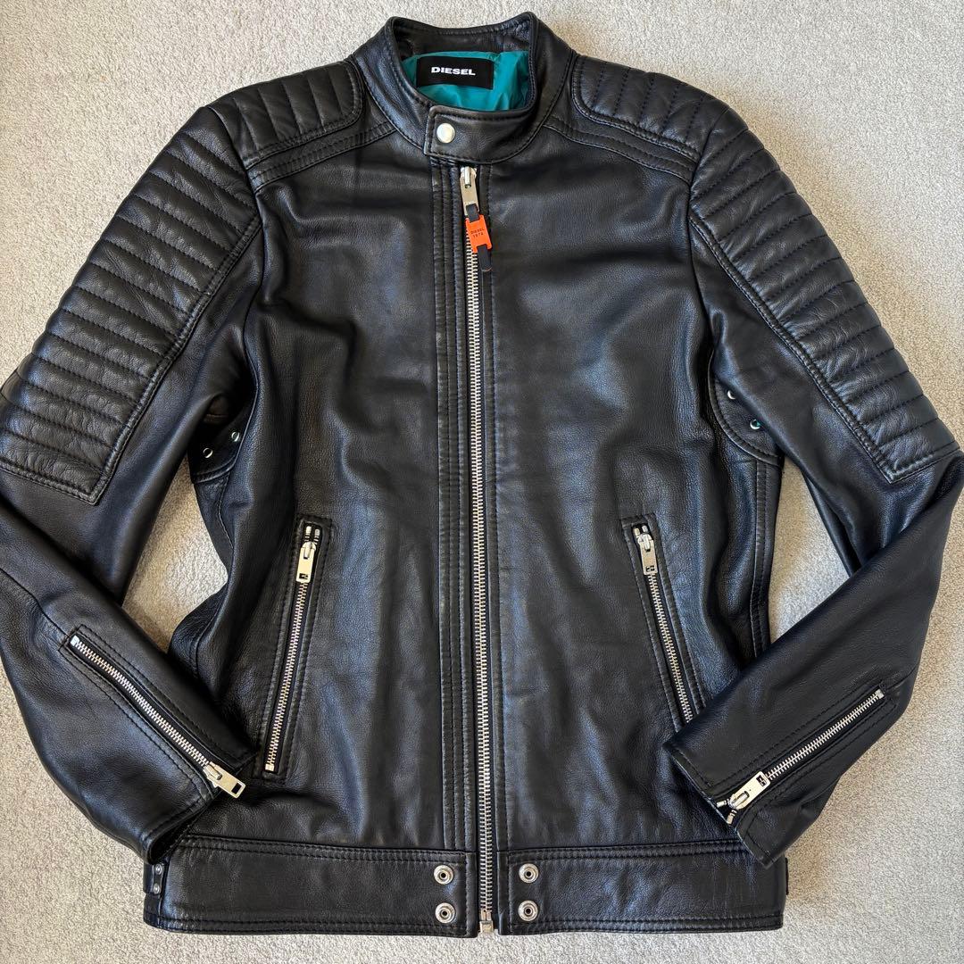 極美品 ディーゼル ライダース ラムレザージャケット シングル 黒 Mサイズ