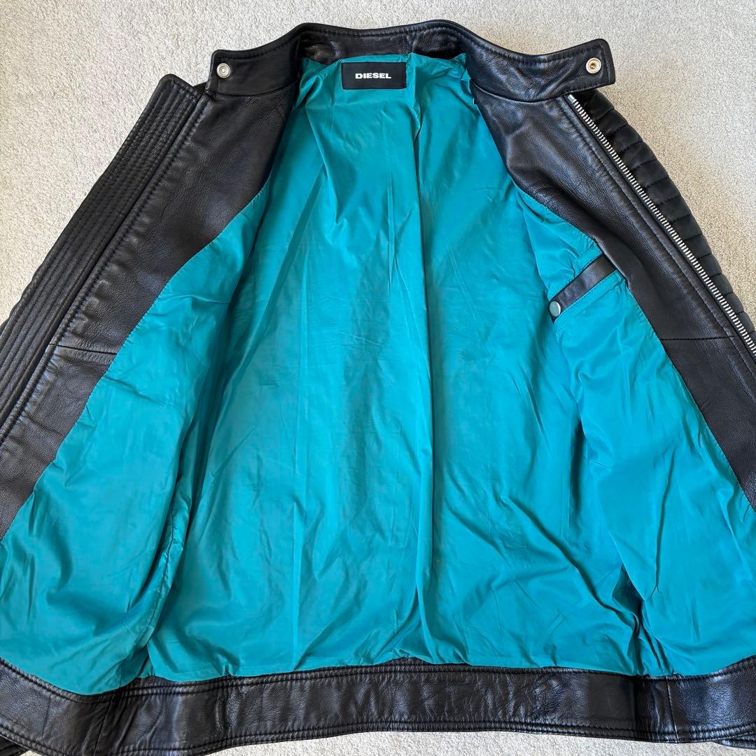 極美品 ディーゼル ライダース ラムレザージャケット シングル 黒 Mサイズ