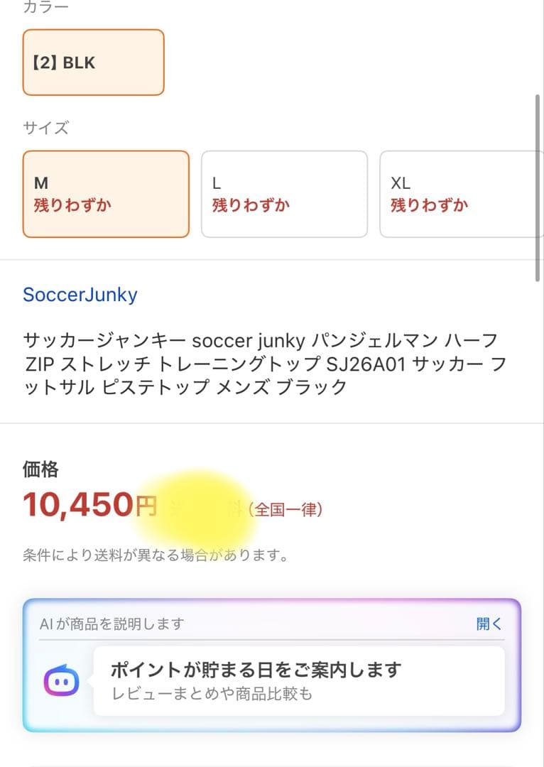 サッカージャンキー　Lサイズ ブラック 長袖 SJ26A01