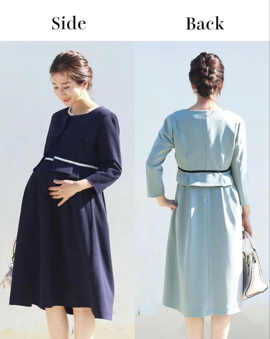 新品★ミルクティー　セットアップ　ネイビー　授乳ワンピース　フォーマル　L