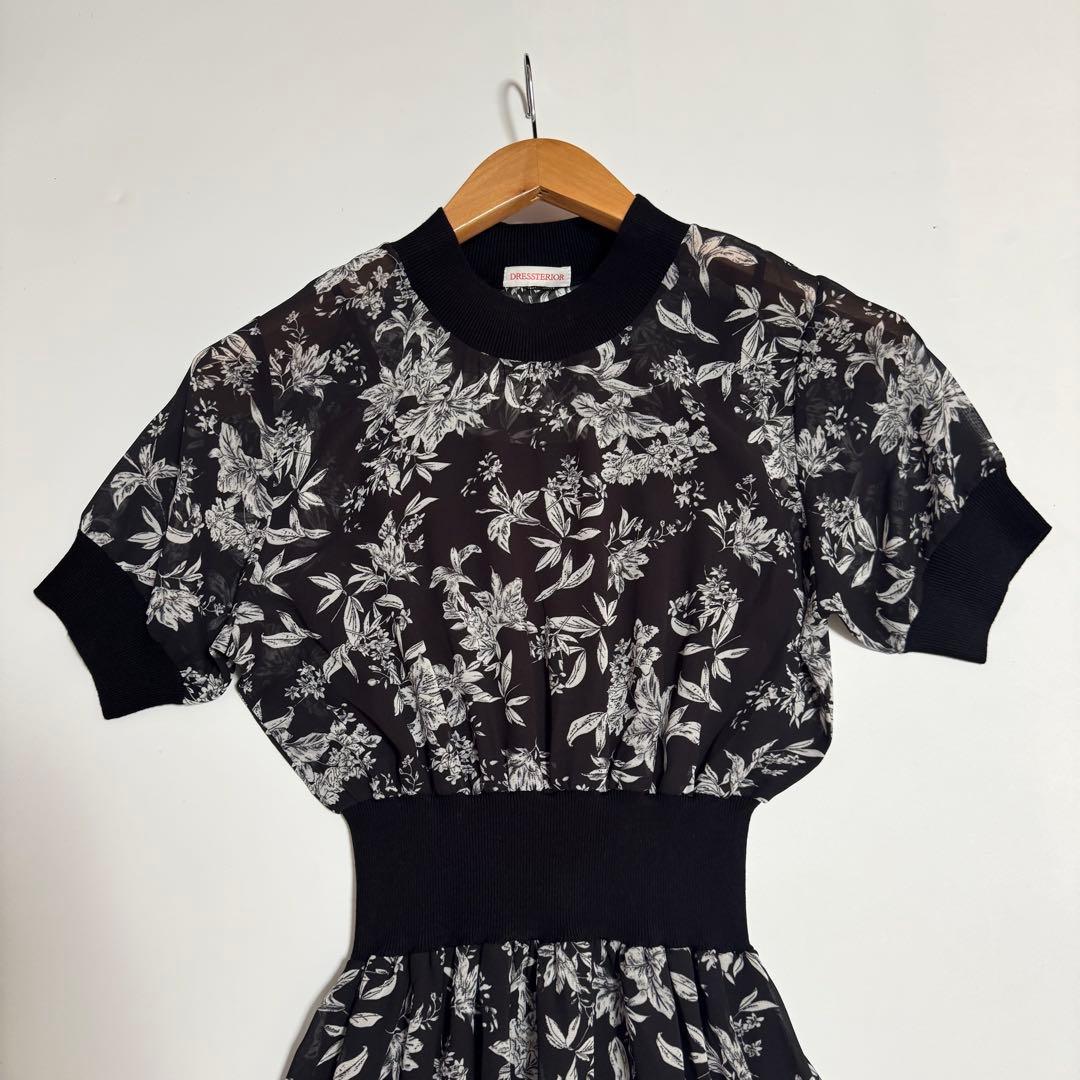 DRESSTERIOR シアーフラワープリントハーフスリーブワンピース