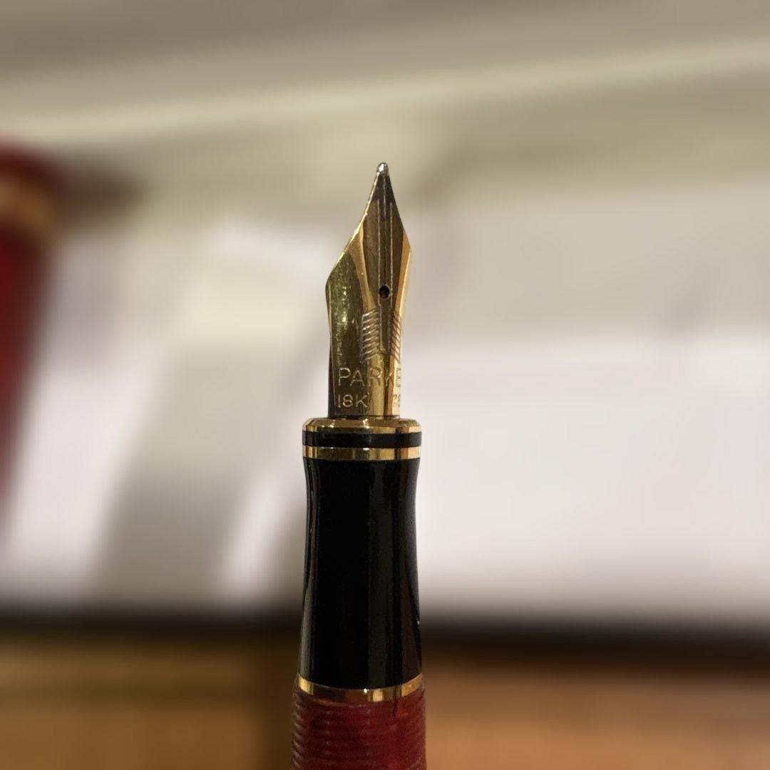 Parker DuoFold 万年筆 赤　マーブル　18金