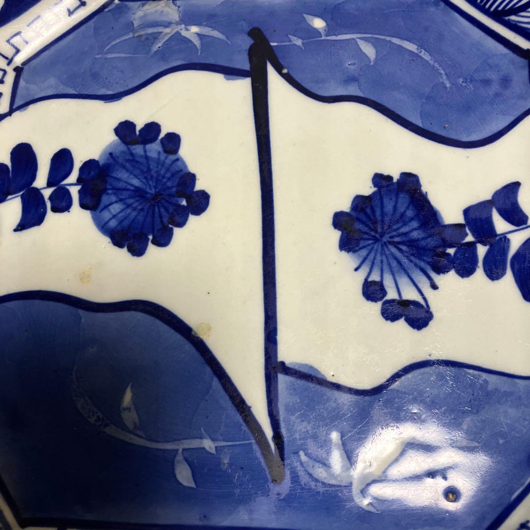 骨董染付八角形皿/江戸中期