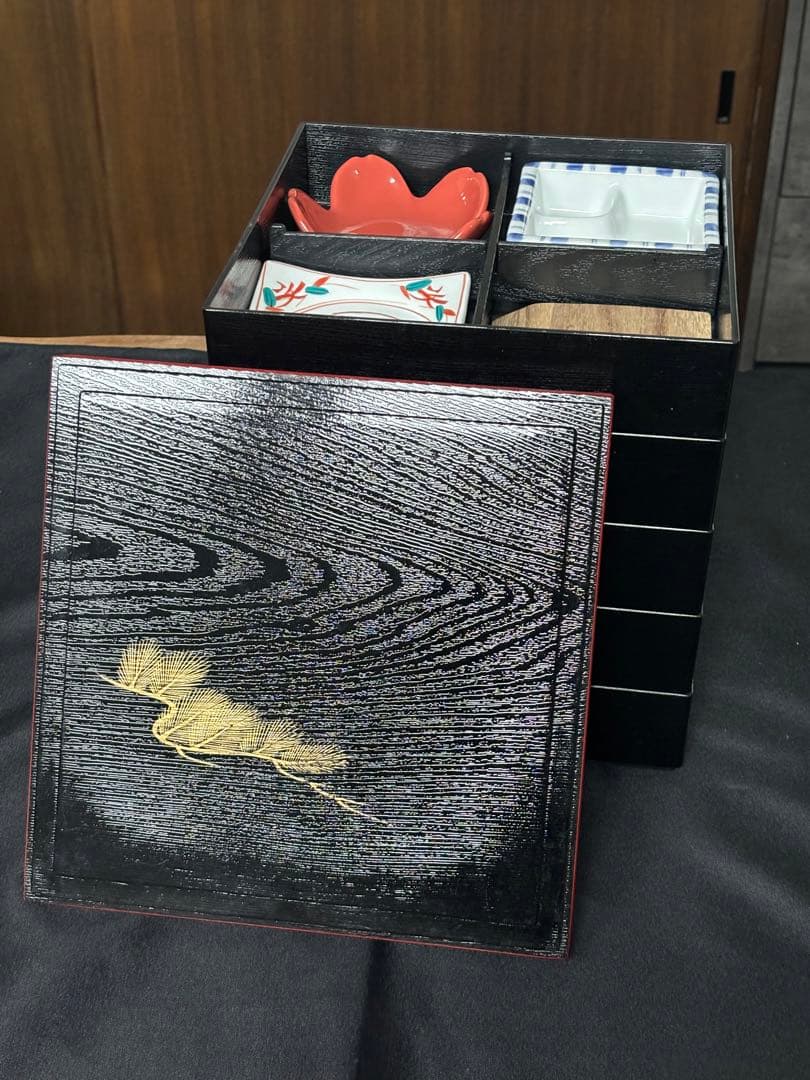 松花堂弁当箱　5客セット　1つの箱に小鉢3つと杉板1枚付