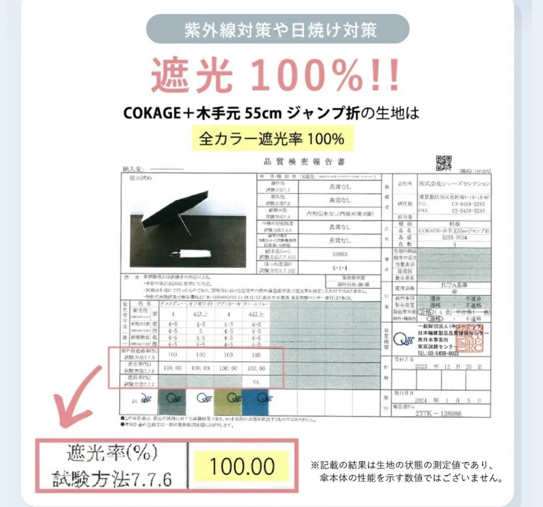 【新品未使用】COKAGE+ 2段 折りたたみ傘 晴雨兼用傘 デニムブルー